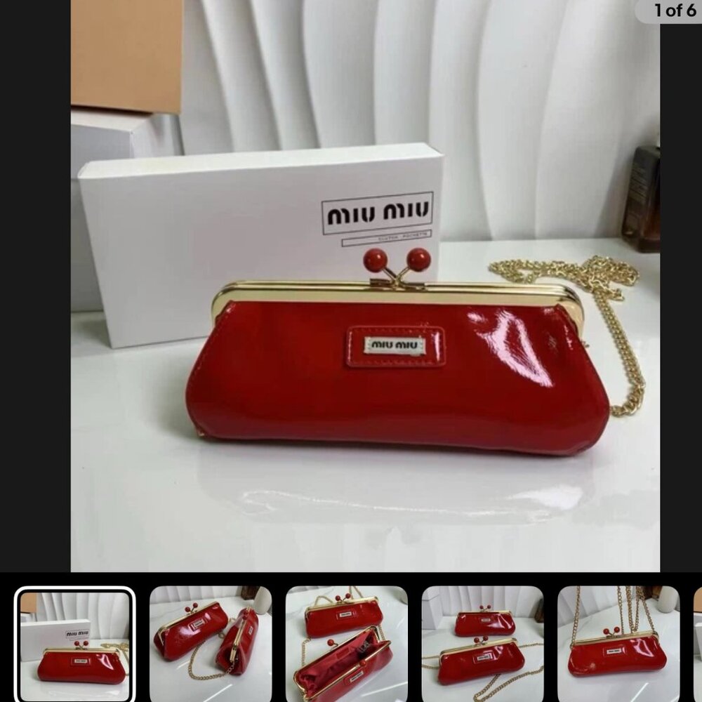 miu miu clutch with gold chain